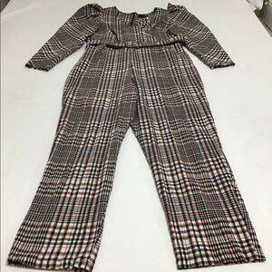 ASOS DESIGN Belted Extreme Sleeve Checkered Print Jumpsuit Size 12 NWOT